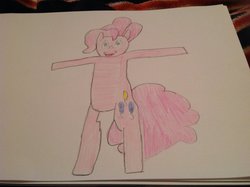 Size: 600x448 | Tagged: safe, artist:vazquezg19, pinkie pie, earth pony, pony, g4, bipedal, female, solo, traditional art