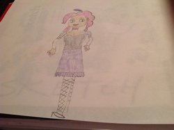 Size: 600x448 | Tagged: safe, artist:vazquezg19, pinkie pie, human, g4, female, humanized, saloon dress, saloon pinkie, solo, traditional art