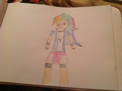 Size: 1024x765 | Tagged: safe, artist:vazquezg19, rainbow dash, human, g4, clothes, equestria girls outfit, female, humanized, solo, traditional art