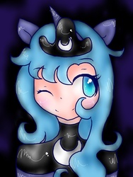 Size: 768x1024 | Tagged: safe, artist:mizuki-yorudan, princess luna, human, g4, eared humanization, female, horn, horned humanization, humanized, s1 luna, solo