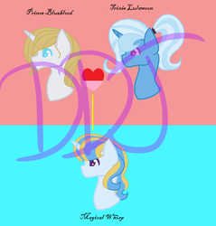 Size: 535x560 | Tagged: safe, artist:dubstepicdj, prince blueblood, trixie, oc, pony, unicorn, g4, family, female, male, mare, obtrusive watermark, ship:bluetrix, shipping, straight, watermark