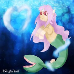 Size: 1024x1024 | Tagged: safe, artist:asinglepetal, oc, oc only, oc:pearl, merpony, bubble, crepuscular rays, female, mare, ocean, solo, sunlight, underwater, water