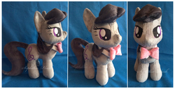 Size: 1767x905 | Tagged: safe, artist:sophie scruggs, octavia melody, g4, bowtie, irl, photo, plushie, solo, watermark