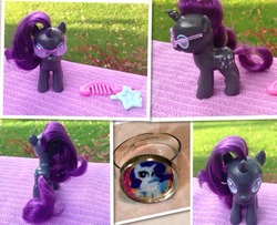 Size: 1024x832 | Tagged: safe, artist:djpon33, nightmare rarity, rarity, g4, comb, customized toy, female, filly, irl, photo, sunglasses, toy, watermark, younger