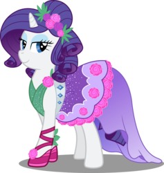 Size: 5323x5610 | Tagged: safe, artist:sugar-loop, rarity, pony, unicorn, equestria girls, g4, my little pony equestria girls: legend of everfree, absurd resolution, alternate hairstyle, clothes, crystal gala, dress, equestria girls outfit, eyeshadow, female, flower, flower in hair, gala dress, lidded eyes, looking at you, makeup, simple background, smiling, solo, transparent background
