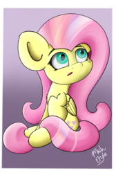 Size: 3778x5607 | Tagged: safe, artist:machstyle, fluttershy, pegasus, pony, g4, absurd resolution, cute, female, looking at something, looking up, shyabetes, signature, sitting, solo