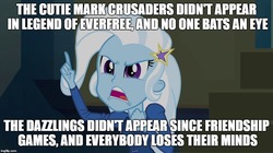 Size: 896x500 | Tagged: safe, edit, edited screencap, screencap, trixie, equestria girls, g4, my little pony equestria girls: rainbow rocks, everyone loses their minds, female, image macro, meme, solo, the dark knight, the joker, trixie yells at everything