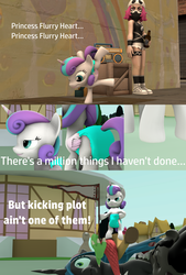 Size: 1920x2838 | Tagged: safe, artist:red4567, discord, king sombra, princess flurry heart, queen chrysalis, alicorn, changeling, draconequus, pony, unicorn, g4, 3d, baby, baby pony, beer bottle, boombox, breakdancing, dancing, diaper, flag, pokémon, source filmmaker, team skull