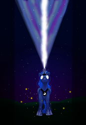 Size: 900x1304 | Tagged: safe, artist:fogdragon23, princess luna, alicorn, pony, g4, blast, female, glowing eyes, magic, magic beam, magic blast, solo