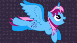 Size: 11200x6300 | Tagged: safe, artist:parclytaxel, oc, oc only, oc:parcly taxel, alicorn, pony, .svg available, absurd resolution, alicorn oc, cutie mark, flying, horn, horn ring, smiling, solo, thue-morse sequence along the squares, vector, wallpaper