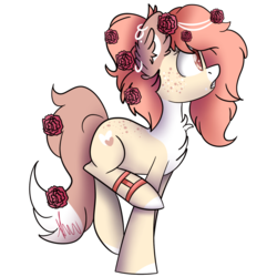 Size: 2048x2048 | Tagged: safe, artist:vanillashineart, oc, oc only, earth pony, pony, chest fluff, ear fluff, female, flower, flower in hair, flower in tail, high res, mare, raised leg, simple background, solo, transparent background