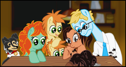 Size: 868x462 | Tagged: safe, artist:katedragon, oc, pony, blue sky (portal fanfic), chell, clothes, ponified, portal (valve), wheatley