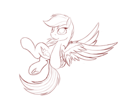 Size: 1600x1280 | Tagged: safe, artist:ac-whiteraven, rainbow dash, g4, female, flying, monochrome, sketch, solo