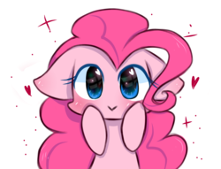 Size: 1646x1256 | Tagged: safe, artist:windymils, pinkie pie, pony, g4, blushing, cute, diapinkes, female, floppy ears, heart eyes, simple background, smiling, solo, white background, wingding eyes
