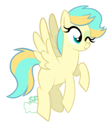 Size: 1280x1456 | Tagged: safe, artist:sugahfox, oc, oc only, oc:pale tempest, pegasus, pony, female, flying, mare, one eye closed, simple background, solo, transparent background, wink