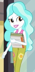 Size: 243x490 | Tagged: safe, screencap, paisley, equestria girls, g4, book, cropped, female, flower, solo