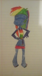 Size: 1152x2048 | Tagged: safe, artist:jerrybonds1995, rainbow dash, equestria girls, g4, fall formal outfits, female, lined paper, solo, traditional art