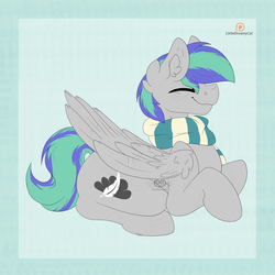 Size: 3000x3000 | Tagged: safe, artist:lionbun, oc, oc only, oc:storm feather, pegasus, pony, clothes, happy, high res, patreon, patreon logo, scarf, smiling, solo