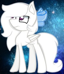 Size: 831x962 | Tagged: safe, artist:frostfallxx, oc, oc only, oc:frostfall, pegasus, pony, bow, female, hair bow, mare, solo, space background