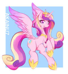 Size: 2350x2558 | Tagged: safe, artist:akainu_pony, princess cadance, alicorn, pony, g4, female, high res, open mouth, simple background, solo, spread wings