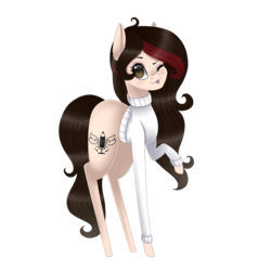 Size: 2000x2000 | Tagged: safe, artist:bonniebatman, oc, oc only, oc:blits, earth pony, pony, clothes, female, high res, mare, raised hoof, simple background, solo, sweater, transparent background