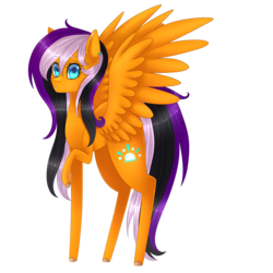 Size: 2000x2000 | Tagged: safe, artist:bonniebatman, oc, oc only, oc:sunrise, pegasus, pony, female, high res, mare, simple background, solo, spread wings, transparent background
