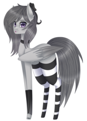 Size: 1436x2000 | Tagged: safe, artist:bonniebatman, oc, oc only, pegasus, pony, bow, clothes, female, hair bow, mare, simple background, socks, solo, striped socks, tongue out, transparent background