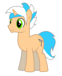 Size: 1084x1315 | Tagged: safe, artist:justisanimation, oc, oc only, oc:creamy pinch, pony, unicorn, chin fluff, cutie mark, ear piercing, facial hair, goatee, male, piercing, simple background, smiling, solo, stallion, transparent background, vector