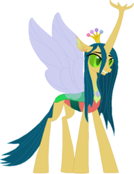 Size: 518x671 | Tagged: safe, artist:dreamy-daze, artist:selenaede, queen chrysalis, changedling, changeling, changeling queen, g4, base used, changedlingified, female, purified chrysalis, solo, what has magic done