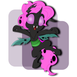 Size: 7000x7000 | Tagged: safe, artist:besttubahorse, artist:equestria-prevails, edit, oc, oc only, oc:ælaña, changeling, .svg available, absurd resolution, changelingified, female, happy, outstretched arms, pink changeling, simple background, solo, species swap, transparent background, vector
