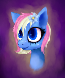 Size: 941x1126 | Tagged: safe, artist:evescintilla, oc, oc only, oc:eve scintilla, pony, bust, flower, head, portrait, solo