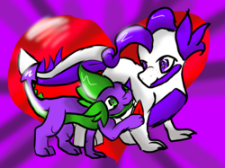 Size: 1890x1417 | Tagged: safe, artist:colourblossom, rarity, spike, dragon, g4, dragonified, female, male, request, ship:sparity, shipping, species swap, straight