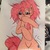 Size: 1936x1936 | Tagged: safe, artist:discordedshadow, pinkie pie, earth pony, pony, g4, female, hoof over mouth, morning ponies, on back, solo, traditional art