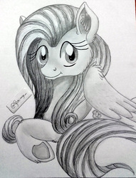 Size: 420x550 | Tagged: safe, artist:foxiny, fluttershy, pegasus, pony, g4, female, solo, traditional art
