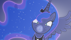 Size: 1600x900 | Tagged: safe, artist:dashiesparkle, artist:sailortrekkie92, princess luna, alicorn, pony, g4, against glass, boop, c:, female, glass, looking at you, smiling, solo, spread wings, wallpaper, wide eyes