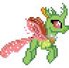 Size: 98x96 | Tagged: safe, artist:botchan-mlp, arista, changedling, changeling, g4, to where and back again, animated, background changeling, cute, cuteling, desktop ponies, flying, gif, pixel art, simple background, solo, sprite, transparent background