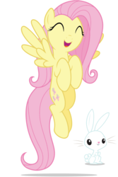 Size: 1030x1546 | Tagged: safe, angel bunny, fluttershy, g4, official, cute, eyes closed, floating, flying, happy, shyabetes, simple background, smiling, transparent background