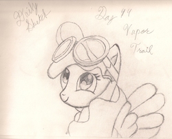 Size: 2058x1664 | Tagged: safe, artist:silversthreads, vapor trail, pegasus, pony, g4, cute, daily sketch, female, mare, sketch, solo, traditional art, vaporbetes