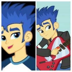 Size: 1024x1024 | Tagged: safe, edit, edited screencap, screencap, flash sentry, equestria girls, g4, camp everfree outfits, clothes, guitar, jacket, pants