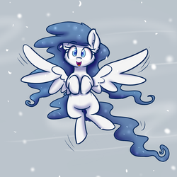 Size: 1280x1280 | Tagged: safe, artist:heir-of-rick, oc, oc only, pegasus, pony, female, flying, happy, mare, snow, solo