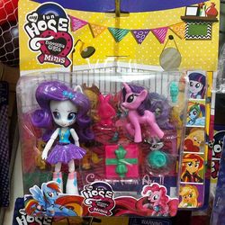 Size: 640x640 | Tagged: safe, applejack, pinkie pie, rainbow dash, rarity, sunset shimmer, twilight sparkle, human, pony, unicorn, equestria girls, g4, bootleg, boots, bracelet, clothes, doll, equestria girls minis, equestria girls outfit, fall formal outfits, female, high heel boots, irl, jewelry, mare, misspelling, my fun hose, necklace, photo, present, skirt, toy, twilight sparkle (alicorn), you had one job