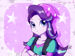 Size: 1024x768 | Tagged: safe, artist:haden-2375, starlight glimmer, equestria girls, equestria girls specials, g4, my little pony equestria girls: mirror magic, clothes, crossed arms, cute, female, glimmerbetes, hat, looking at you, shirt, solo, that was fast, watch