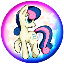Size: 2539x2539 | Tagged: safe, artist:flamevulture17, bon bon, sweetie drops, earth pony, pony, g4, commission, female, high res, orb, raised hoof, smiling, solo