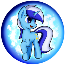 Size: 2539x2539 | Tagged: safe, artist:flamevulture17, minuette, pony, unicorn, g4, commission, female, high res, open mouth, orb, raised hoof, smiling, solo