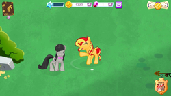 Size: 960x540 | Tagged: safe, gameloft, octavia melody, sunset shimmer, earth pony, pony, unicorn, g4, gameloft shenanigans