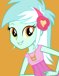 Size: 434x554 | Tagged: safe, lyra heartstrings, equestria girls, g4, official, female, hand on hip, looking at you, simple background, smiling, solo