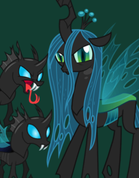 Size: 434x554 | Tagged: safe, queen chrysalis, changeling, changeling queen, g4, official, female, forked tongue, green background, open mouth, simple background