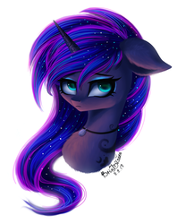 Size: 1600x2023 | Tagged: safe, artist:likelike1, princess luna, g4, bust, female, jewelry, necklace, portrait, simple background, solo, white background