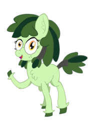 Size: 853x1200 | Tagged: safe, artist:toyminator900, derpibooru exclusive, oc, oc only, oc:sweetleaf, earth pony, pony, art trade, raised hoof, simple background, solo, tail wrap, transparent background