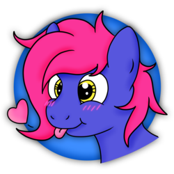 Size: 1520x1520 | Tagged: safe, artist:deltaryz, oc, oc only, oc:sweetheart swirl, :p, avatar, blushing, cute, heart, male, profile picture, simple background, solo, tongue out, transparent background